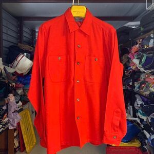 True Vintage 1960s Pendleton Red 100% Virgin Wool Button Up Shirt Size Medium